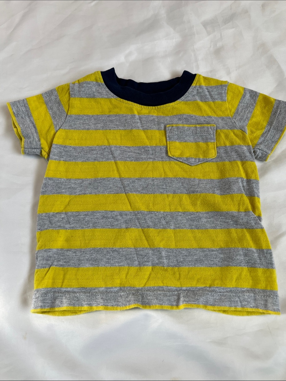 “Bundle 10/$13” carters 6M Striped Yellow & Gray baby boy Pocket Tee shirt